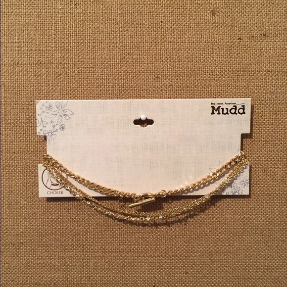 🆕 Mudd Gold Chain Choker Necklace Set - Picture 1 of 6